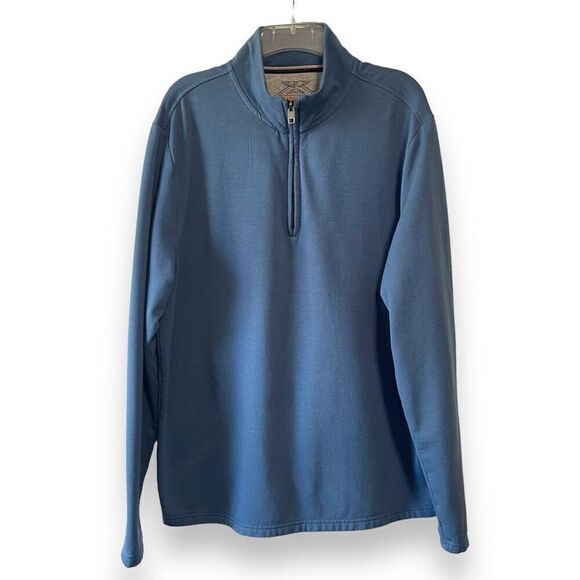 Weatherproof Vintage Quarter Zip Mock Neck Fleece Lined Sweater Blue Large - Picture 1 of 8